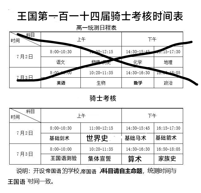 考核时间表